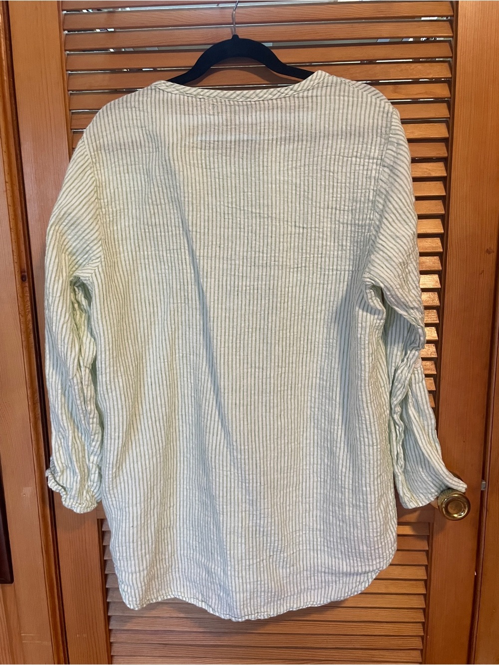 Flax 100% Linen collarless button down shirt - Picture 2 of 6